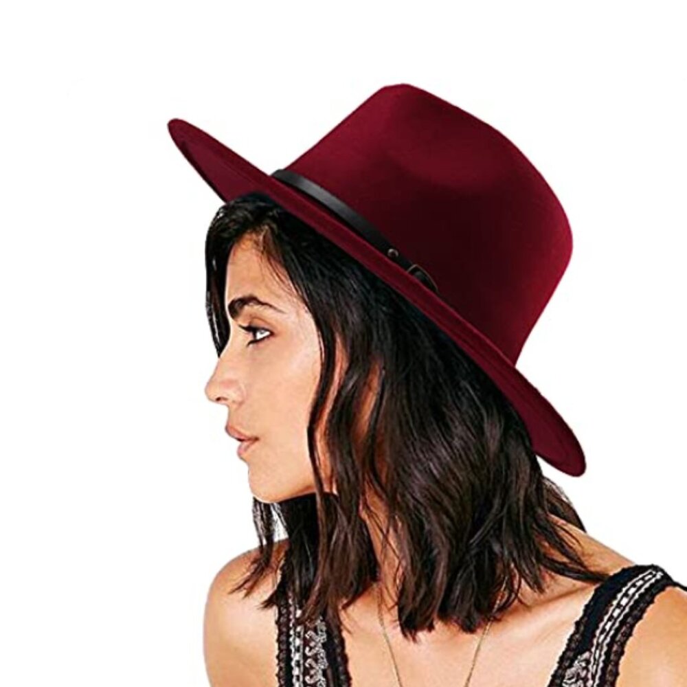 Wool Wine Hat with Belt Buckle
